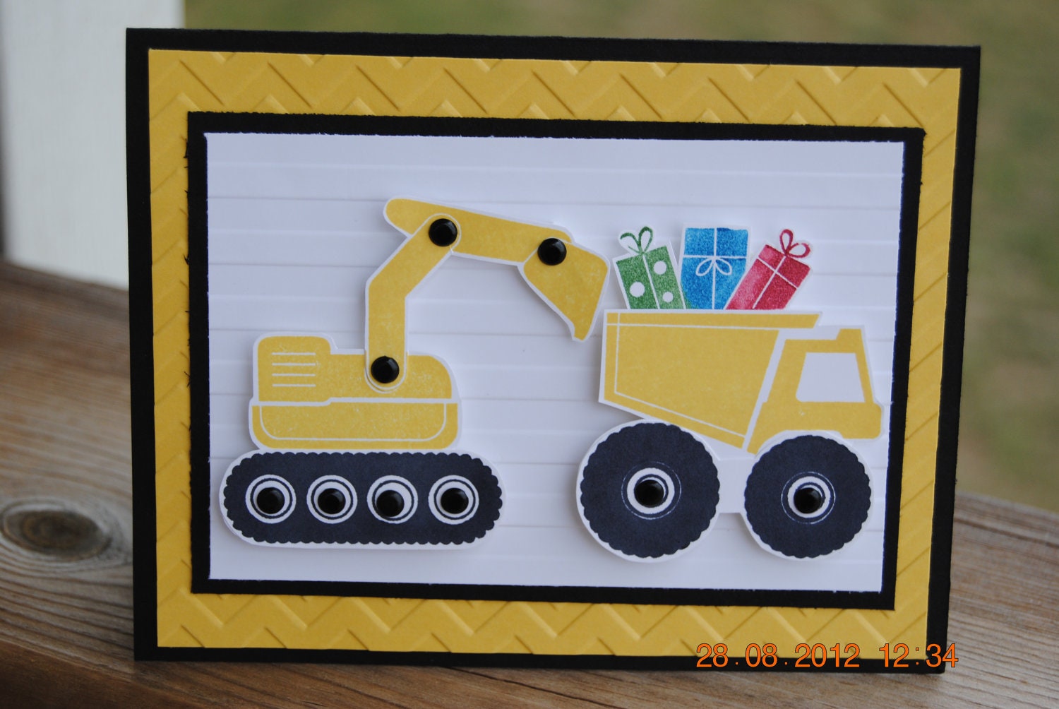 Handcrafted Kids Construction Trucks Birthday Card