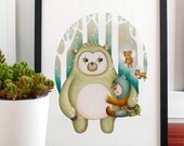 Digital illustration print - Wonderland friends