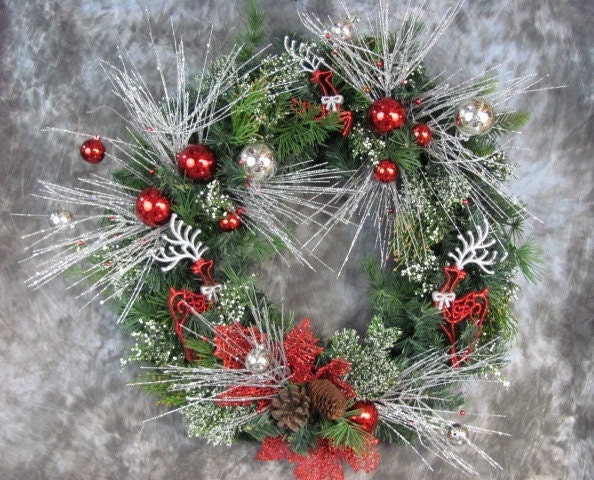 Primitive Christmas Decor - Holiday Wreaths - All That Glitters Wreath - Primitive Wreath - Pine Wreath - Holiday Home -  Christmas Wreath