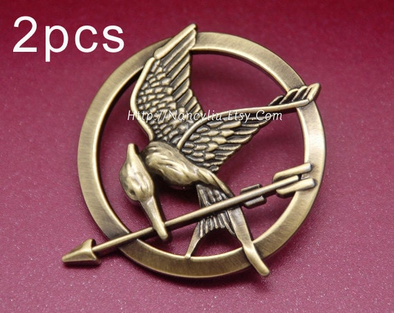 The Hunger Games Brooch, Inspired Mockingjay Brooch With Arrow in Antique Bronze, Hot Sale -- 55B102, 2pcs