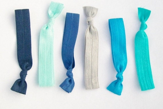 True Blue, Set of 6 Hair Ties  by Lucky Girl