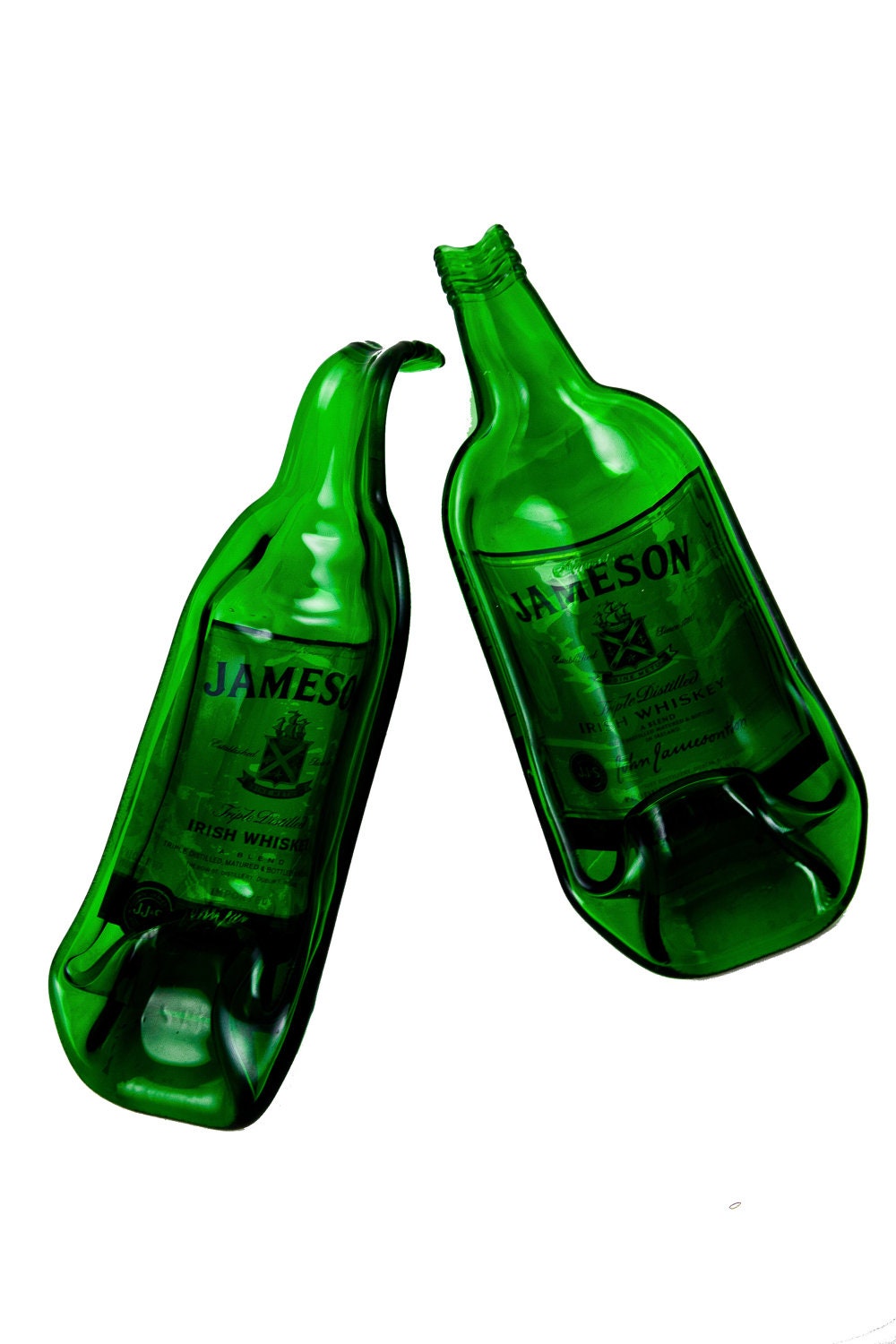 Jameson Irish Whiskey Bottle Melted into a Dish with an Arch Neck or Straight