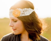 Gold Flower and Lace Headband - Limited edition - Vintage silk