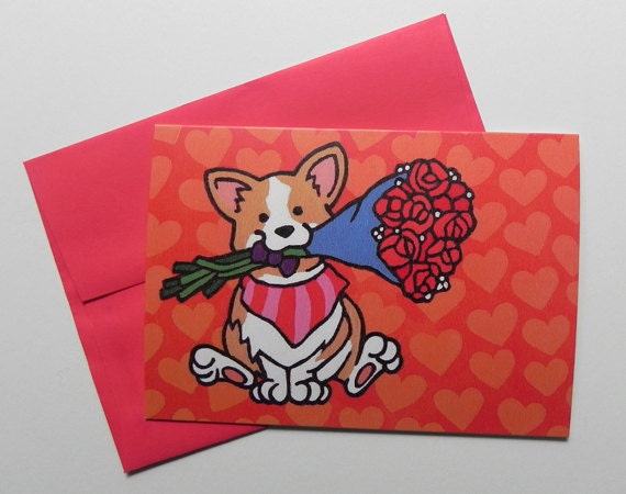 Corgi Valentine's Day Anniversary Love Greeting Card