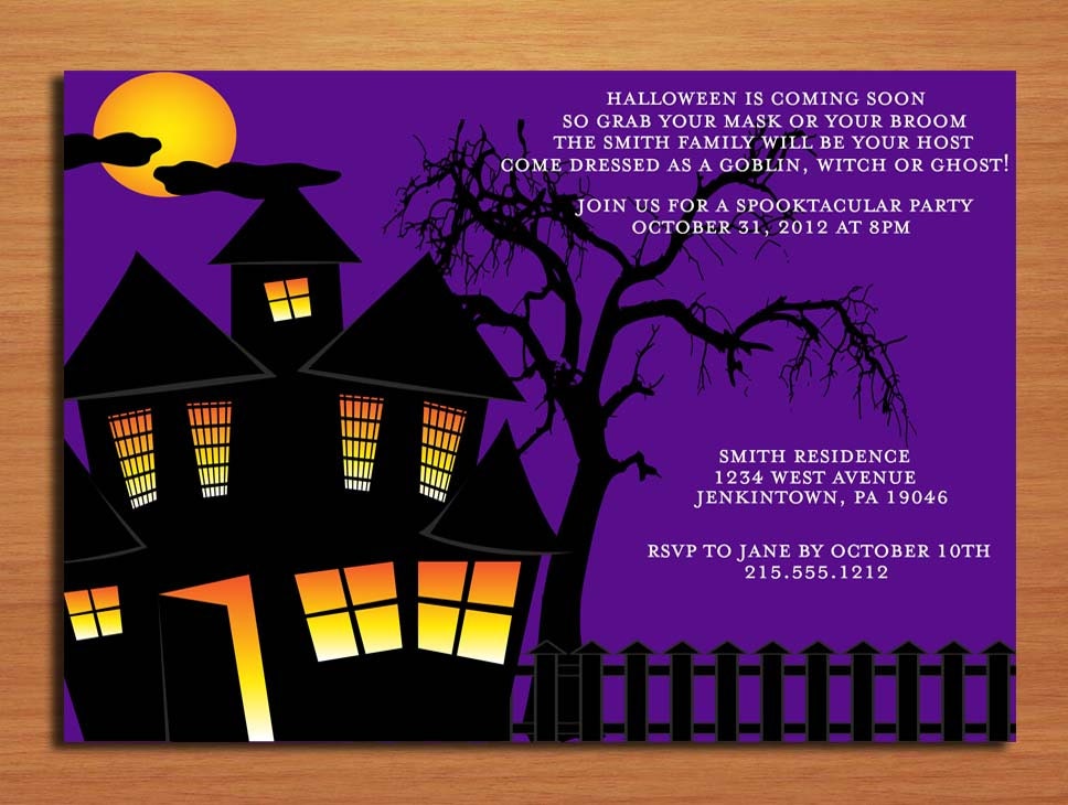 Spooky House Halloween Party Customized Printable Invitations /  DIY