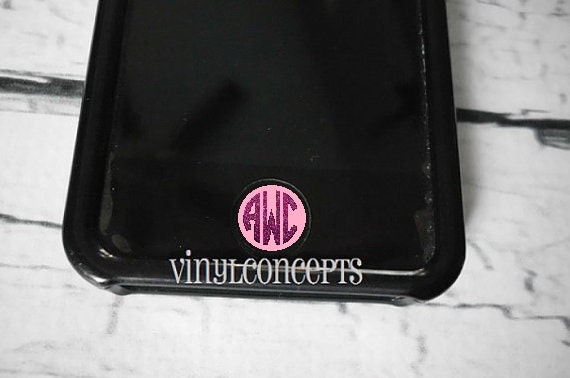 Set of 12 Iphone home button vinyl monograms - Specialty Colors Only with solid background