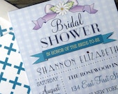 Bridal Shower Invitation Blue Gingham Country Chic