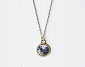 Full Moon Necklace- Real Moon Photograph Jewelry- Black & White- Bronze