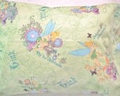 Pillowcase - Toddler Child Travel Size - Disney Tinkerbell Fairy - Green Flowers Tink - Girls - Pillow Case Cover