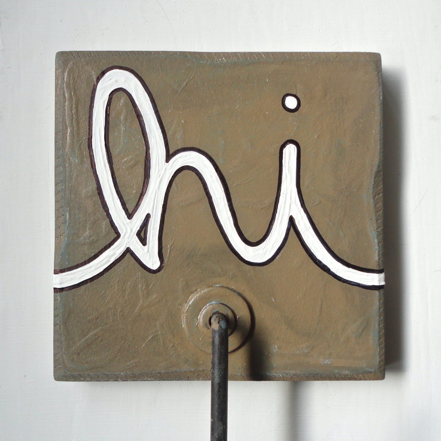 Hi Wall Hook - Quirky Hand Painted Hook for Keys, Coat, Hat, Purse - Unisex Gift for Him or Her