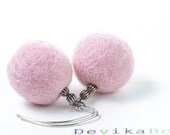 Felt Earrings Pink Pastel Spring Jewelry Short Felted Earrings For Her For Girl
