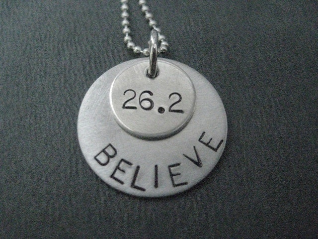 26.2 BELIEVE in the MARATHON 18 inch Sterling Silver Marathon Necklace on 18 inch Sterling Silver Ball chain - Running Jewelry