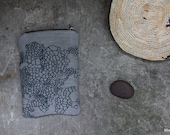 handprinted linen zipper pouch