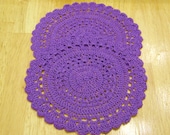 Handmade Crocheted Set of Two Lavender / Purple / Violet Decorative Doilies for Dresser or Bureau
