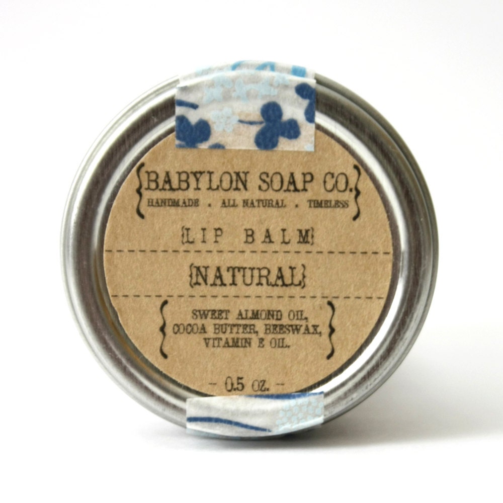 Natural Lip Balm . Plain Lip Balm . Cocoa Butter and Beeswax . 100% Natural Lip Balm . Tin Lip Balm
