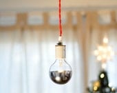 Sale - Vintage Style Bare Bulb Pendant Light - Red Cord