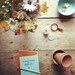 Limited Edition Signed Print of The Table. 'May' featuring Calendulas, Daisies, Terracotta Plant Pots and a Vintage Book on Pond Life.
