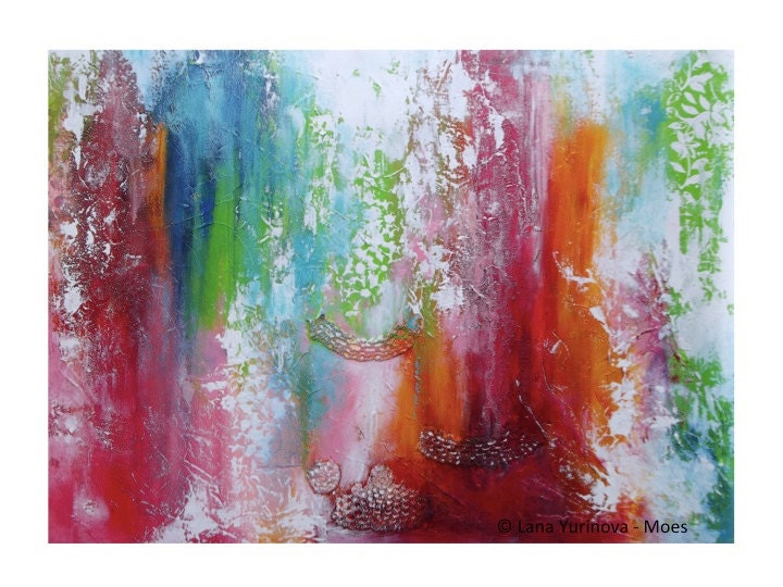 Art Abstract Contemporary Original Painting - Pink, Red, Chartreuse, Teal Accents - Contemporary Texture Painting on Stretched Canvas