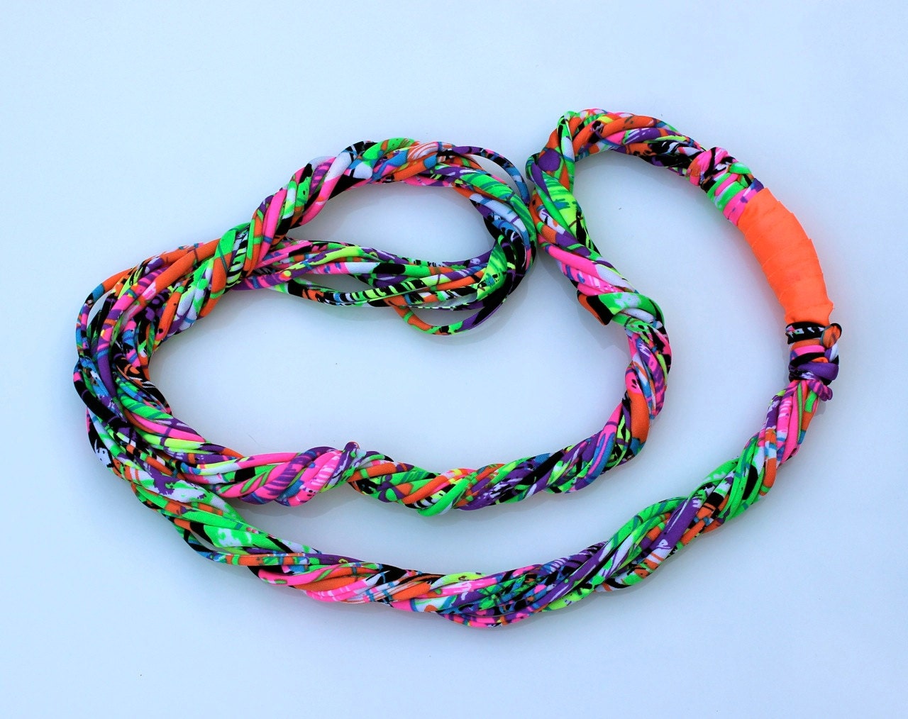 Neon Splash Necklace SALE, Infinity Scarf with Neon Purple Pink Orange Green Spandex Coil