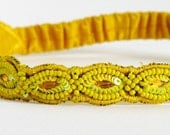 Head band with crystals- 'Corn and Mustard'