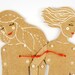 Girls couple - Articulated Paper Doll by Dubrovskaya. Kraft paper, hand painted, MADE TO ORDER.