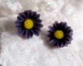 Purple Buttercup Flower Earrings