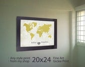 World Map 20x24 Customized Art Print of any style from my shop Fine Art Giclee Print