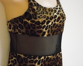 Vintage maxi dress leopard velvet  see thru waist   M