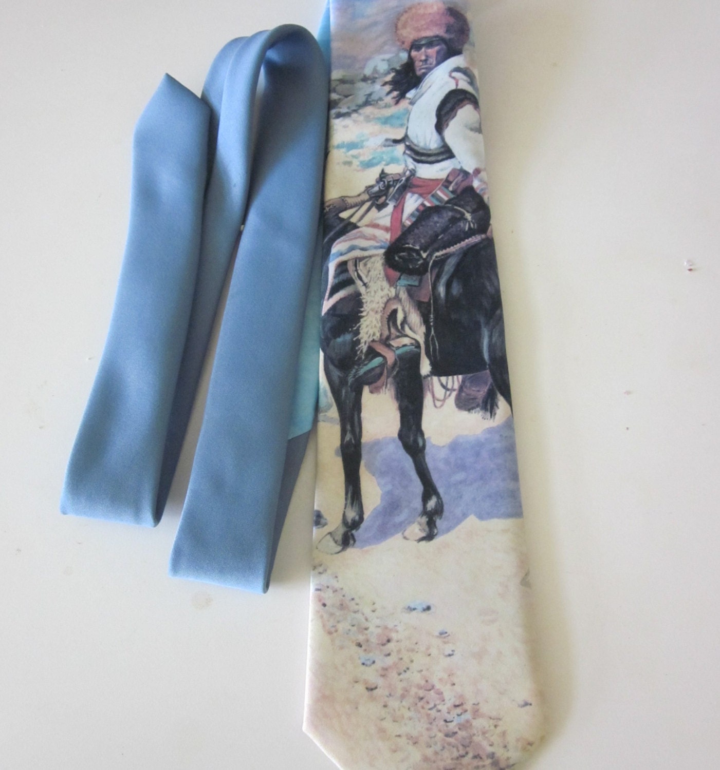 Vintage Necktie Tie Frederick Remington's Indian Trapper  by RALPH MARLIN 1989
