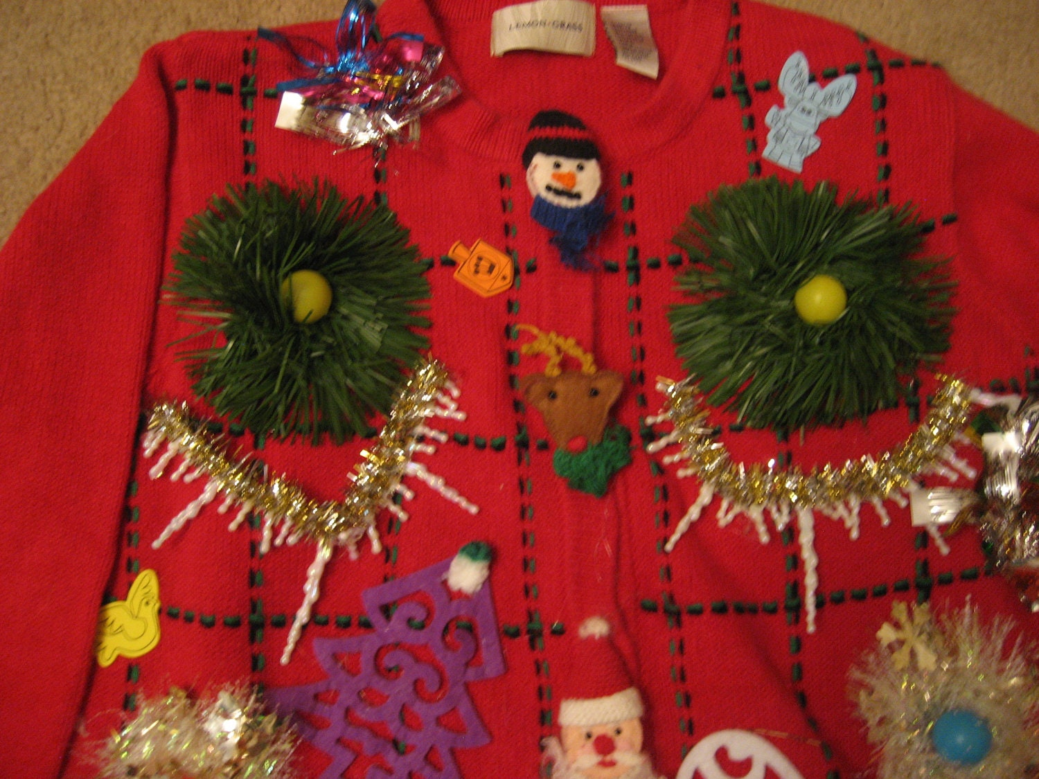 Nutcracker Reindeer Snowman Gingerbread woman's ugly christmas sweater size L