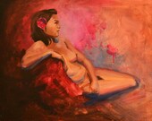 Nude Figure Painting Acrylic Woman Figure Orignal 12x16