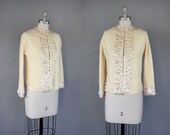 60s vintage wool and angora cardigan sweater / size medium - large