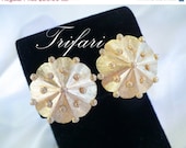 Vintage Crown Trifari Gold Earrings - Large Domed Clip-Ons