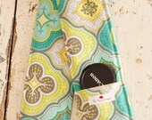 DSLR Camera Strap Cover- lens cap pocket and padding included- Turquoise, Lime and Grey