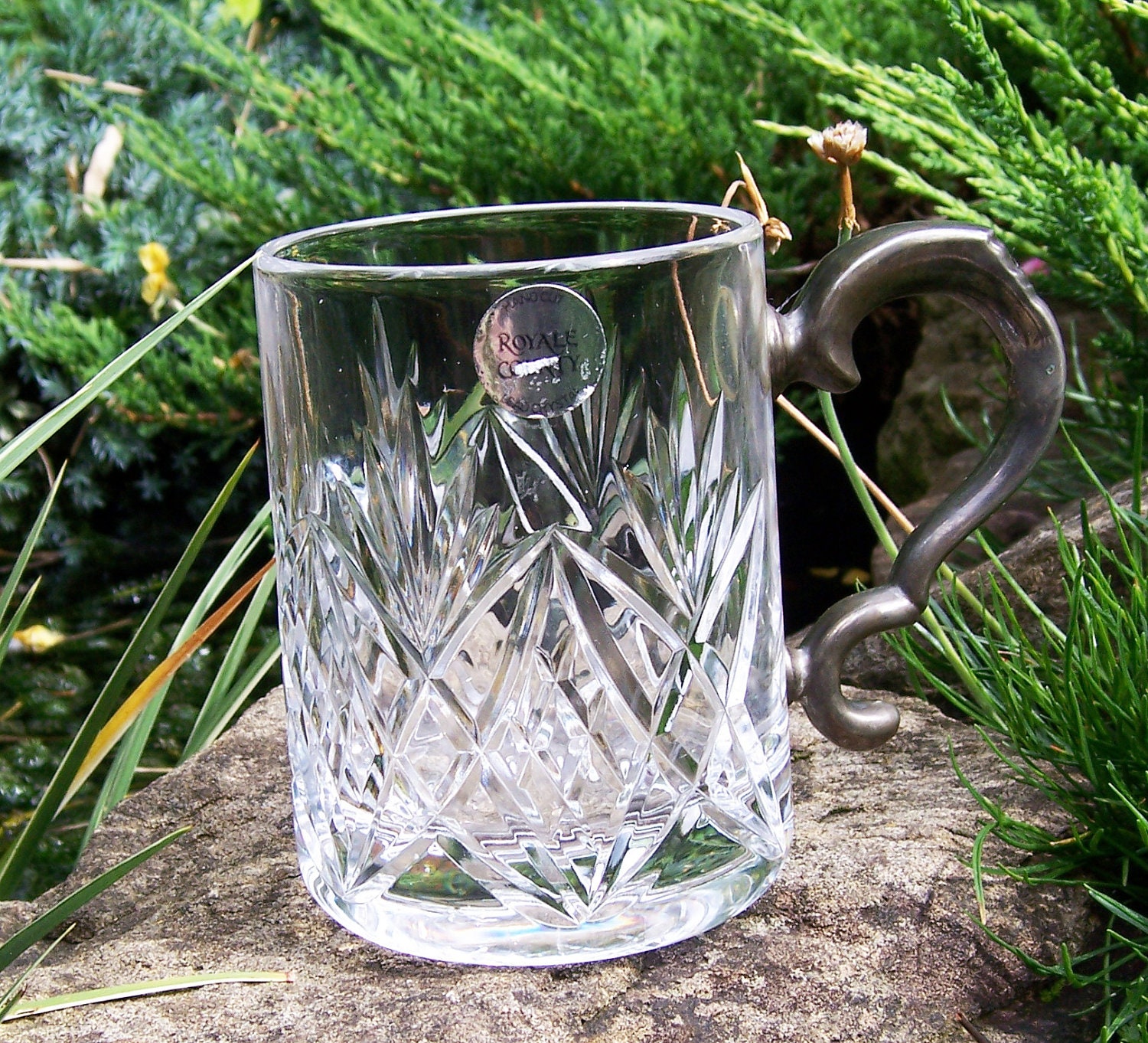 Lead Crystal Hand Cut Tankard 1 Pint, Royale County Crystal Mug, UK Seller
