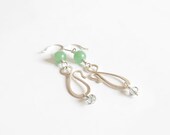 Green earrings sterling silver charms