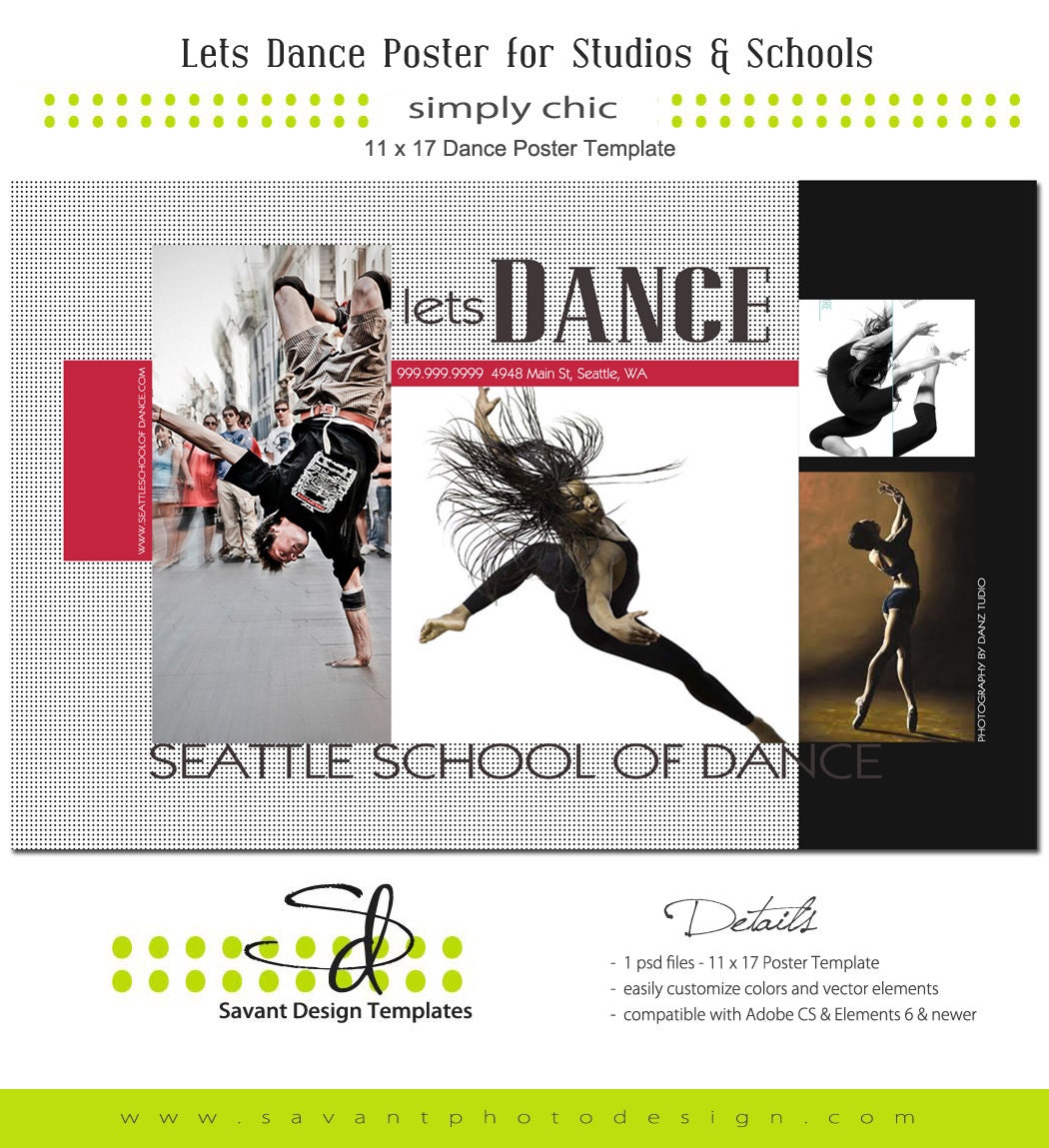 INSTANT DOWNLOAD Photography "Lets Dance" 11x17 Poster Template