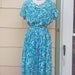 Vintage 1950s Blue Floral Dress/ Rhinestones/ Rockabilly/ VLV/ Large