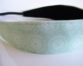 Aqua and White Medallions Fabric No Slip Headband
