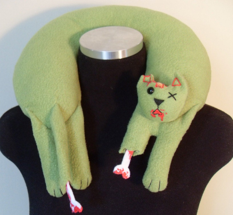Zombie Cat Travel Neck Pillow with Gore