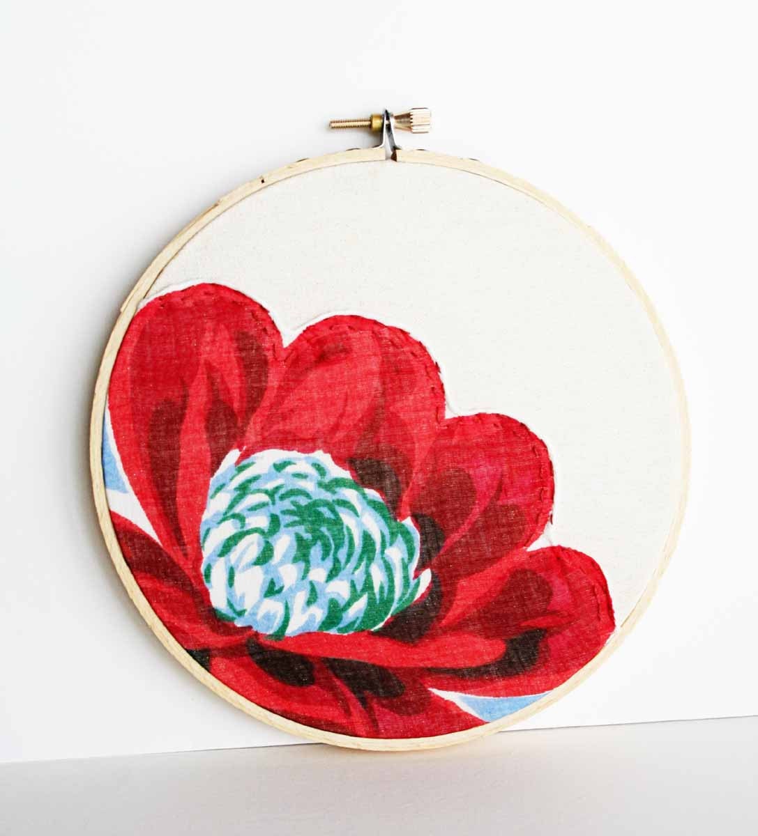 Vintage fabric embroidery hoop art - 6 inch size - makenziandmadilyn