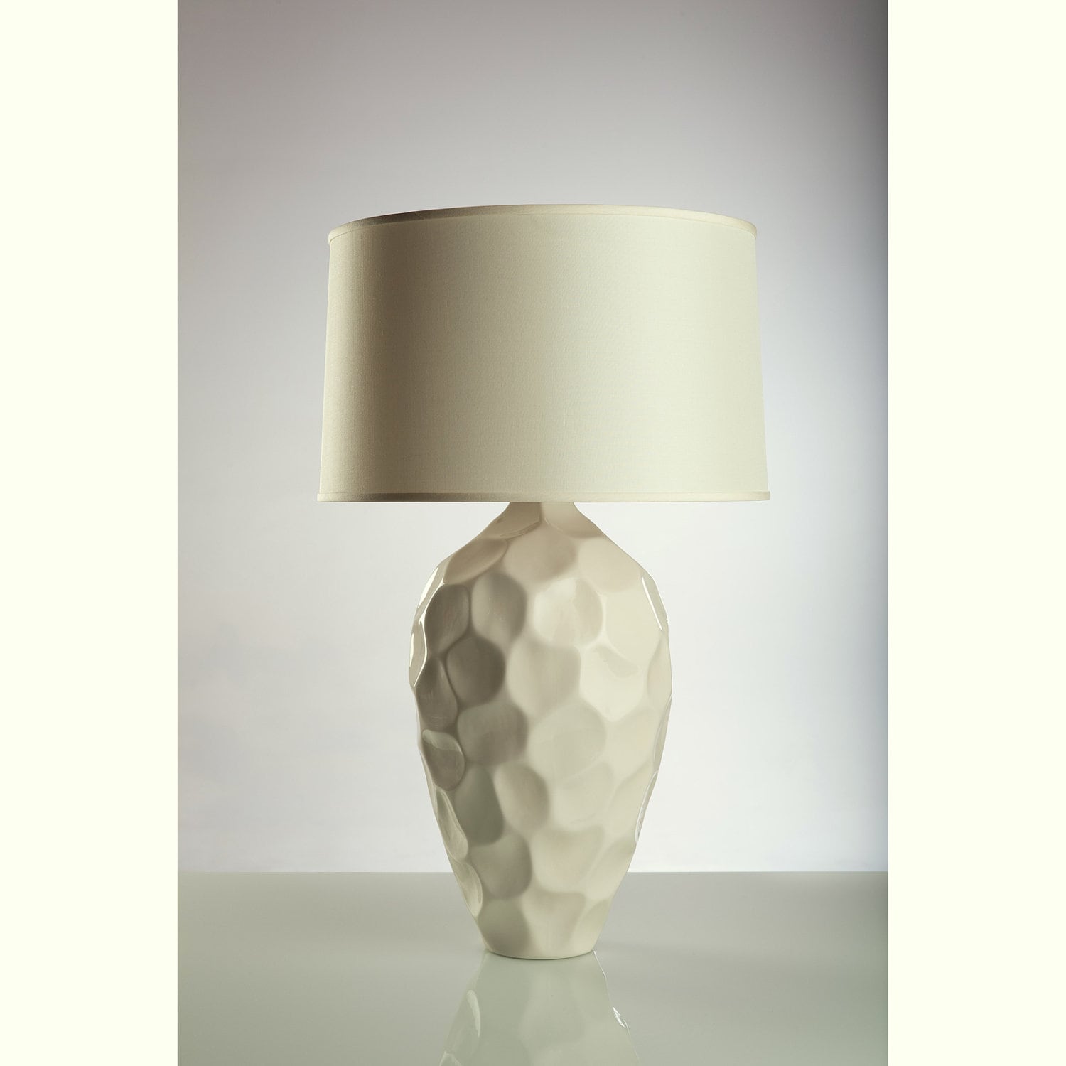 Silk Lamp Shades on Honeycomb Porcelain Lamp With Ivory Silk Shade By Lovinglighting