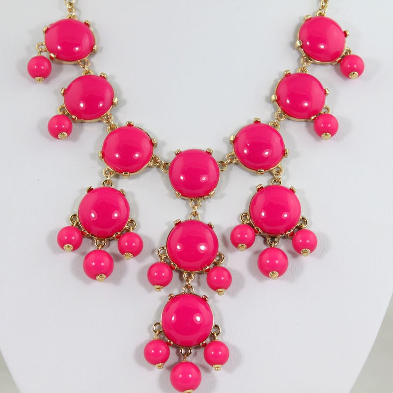 NEW Hot Pink  Bubble Bib Necklace,Small Bubble Necklace, Handmade Bubble Jewelry Bib Necklace Statement Necklace(515-20MM Size)