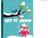 paper handmade greeting cards Let It Snow, Christmas Card, Turquoise