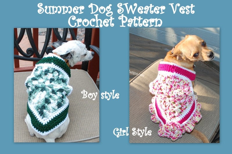 Instant Download Crochet Pattern - Summer Dog Sweater Vest - Small Dog Sweater