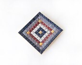 Mosaic Tile Dish Square Mid Century Blue Purple White Rose