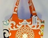 Handmade Ava Rose Tote Purse in Fun Floret Citrus Mandarin Orange and Pom Pom Play Confetti...From Annika in Chautauqua