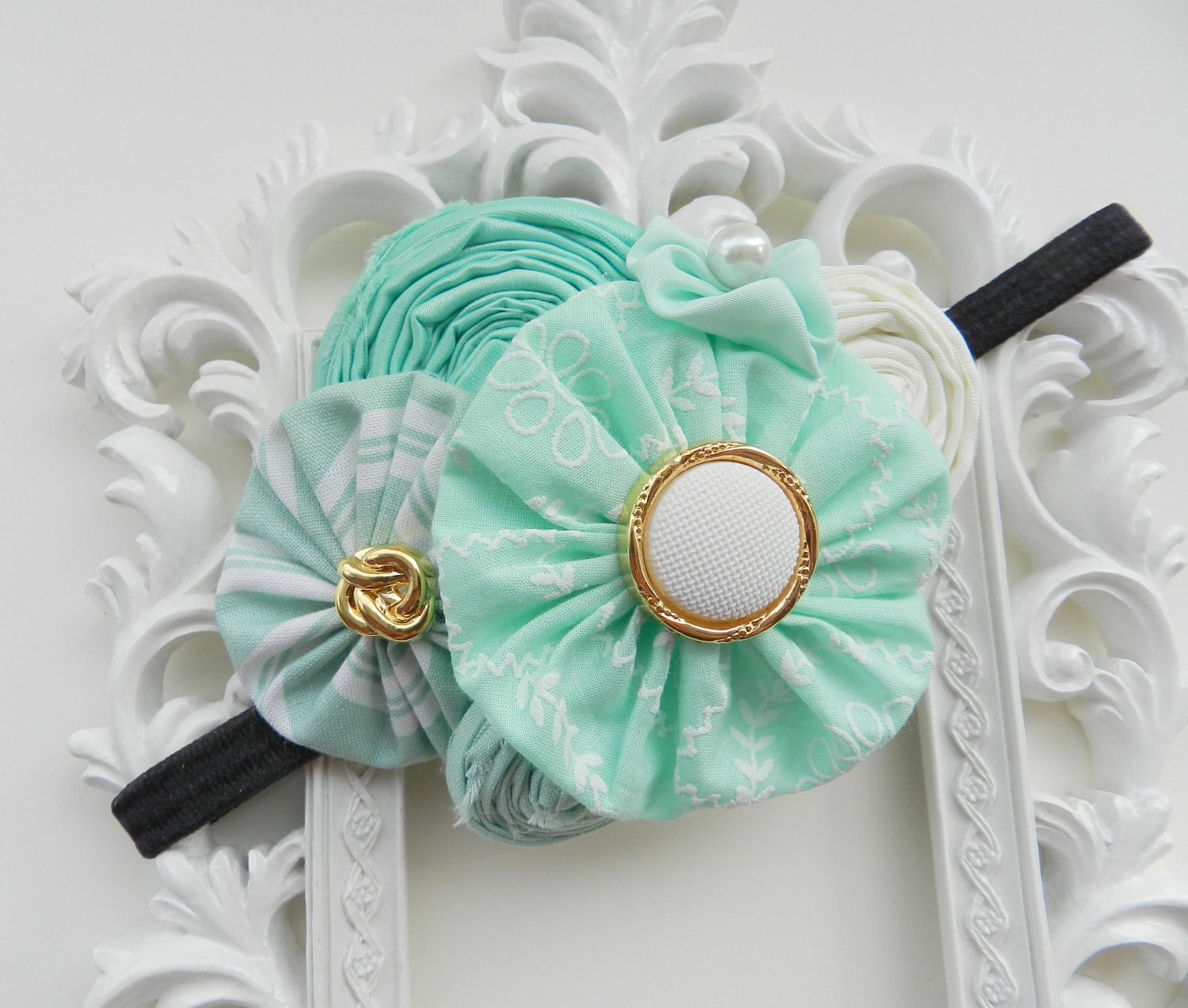 Baby Headband, Mint  Headband, Newborn Headband, Mint Green Headband, Flower Girl Headband
