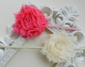 Pink Baby Headband - Chiffon Flower Headband - Newborn Shabby Chic Headband -Photo Prop