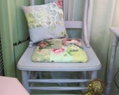 Hand Painted Distressed Chair...Shabby Cottage Lilac...Quilted Roses Cushion